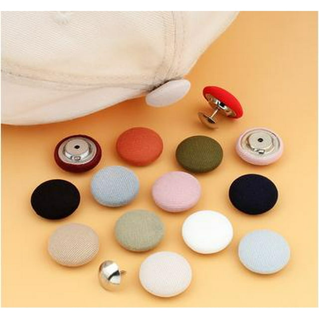 Shisuyan 20 Pcs Casquette de Baseball Haut Remplacement Tissu Couvre-Chapeau Boutons pour Remplacement Réparation Blouse Jeans Couture 17 mm Rond Attaches Kaki