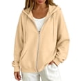thumbnail image 2 of Full Zip Hoodies for Women Fall Winter Cute Comfy Plain Hooded Sweatshirts Trendy Casual Fashion Track Jacket with Pockets for Hiking Running Jogging, 2 of 5