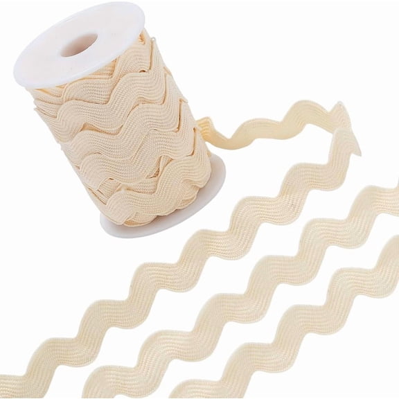 12.5 Yards Rick Rack Trim 1/2 Inch RIC Rac Rickrack Beige Wavy Ribbon Zig Zag Trimming Wave Bending Fringe Lace Trim S Shaped Woven Edging Fabric with Spool for Sewing DIY Crafts colorful