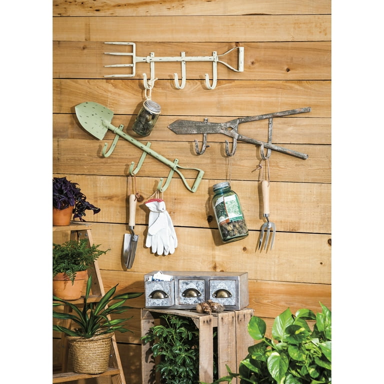Set of 3, Metal Garden Tool Wall Hooks