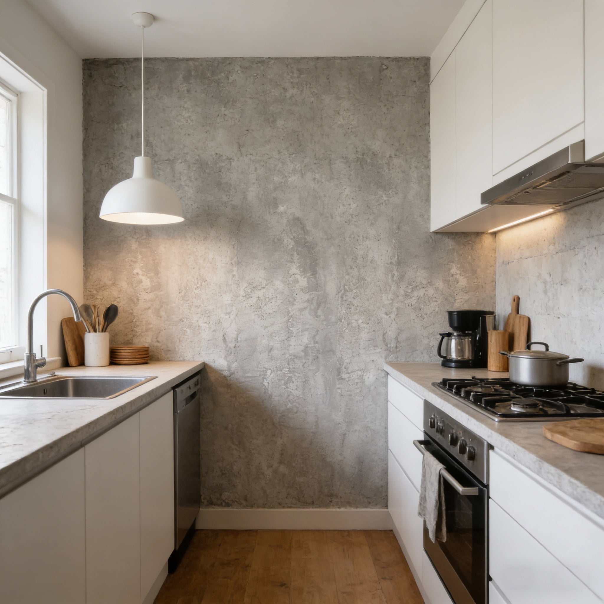 AbaBoorty Peel and Stick Countertop Contact Paper 15.7"x394", Cement Gray Concrete Wallpaper Waterproof Vinyl Wrap for Kitchen Table Desk Bedroom Accent Wall