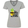 thumbnail image 3 of Inktastic Be a Pineapple In a World Full of Apples Women's V-Neck T-Shirt, 3 of 5