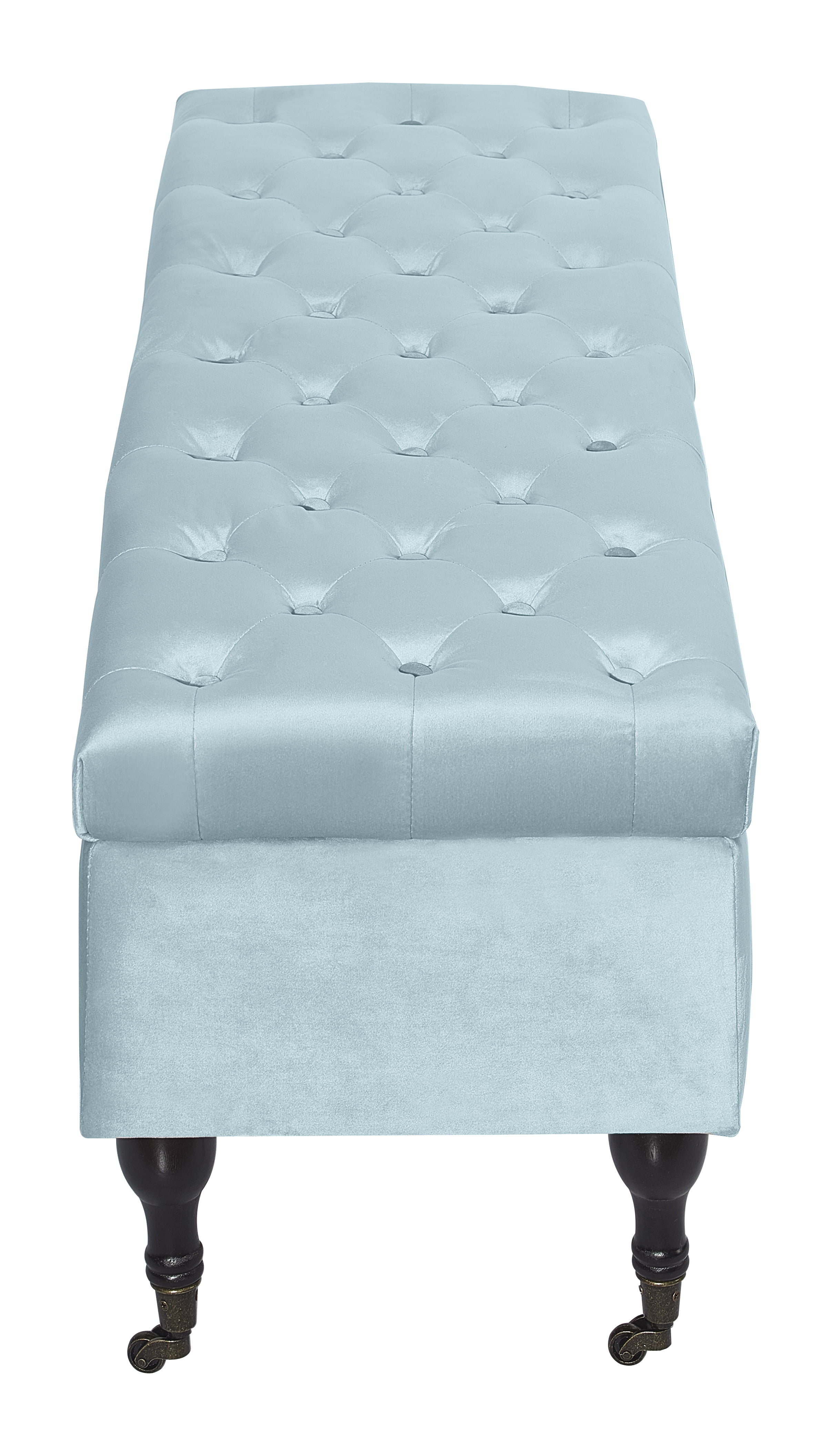 Elle Decor Collette Tufted Storage Bench, Vintage Blue Velvet