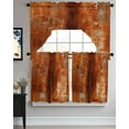 thumbnail image 3 of Burnt Orange Kitchen Curtains Swag Valance and Tier Curtains Set 24 Inch Length, Retro Oil Painting Modern Abstract Art Aesthetics Rod Pocket Drape Panels Pair Swag Curtains for Bathroom/Cafe/Window, 3 of 6