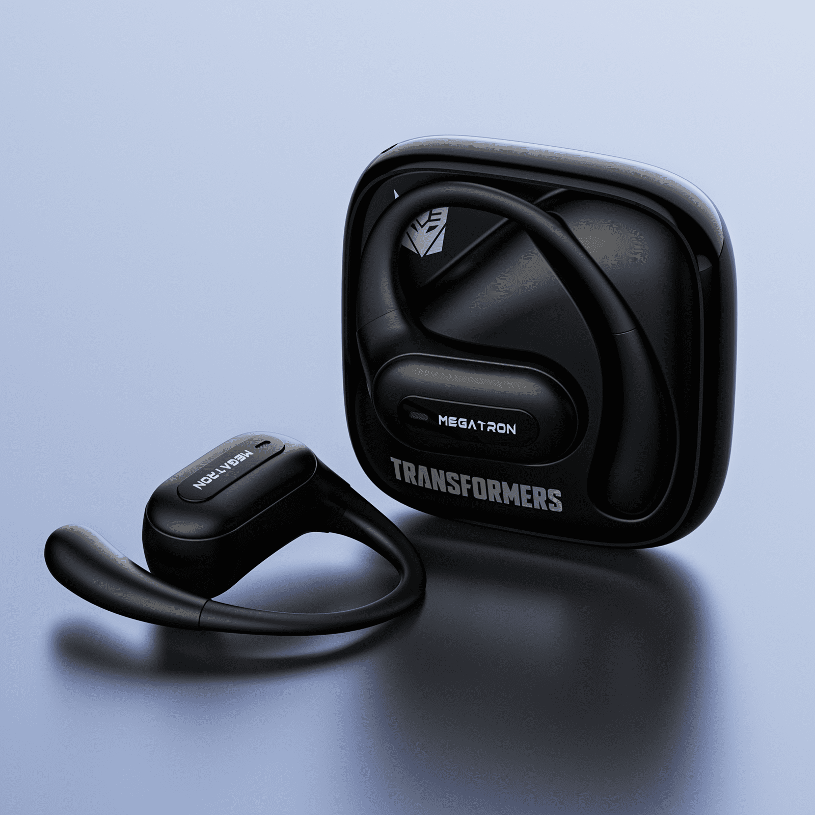 Transformers TF-T59 Ear-Hook True Wireless Bluetooth Earbuds with Mic, Low Latency Game/Music Modes, 13mm Drivers, Secure Fit Sport Headphones, IPX5 Waterproof Deep Bass Sound – Megatron Black