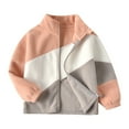 thumbnail image 1 of Girls Jackets 6 Kids Jacket for Girls 2025 New Children's Stand Collar Polar Matching Color Jacket, 1 of 4