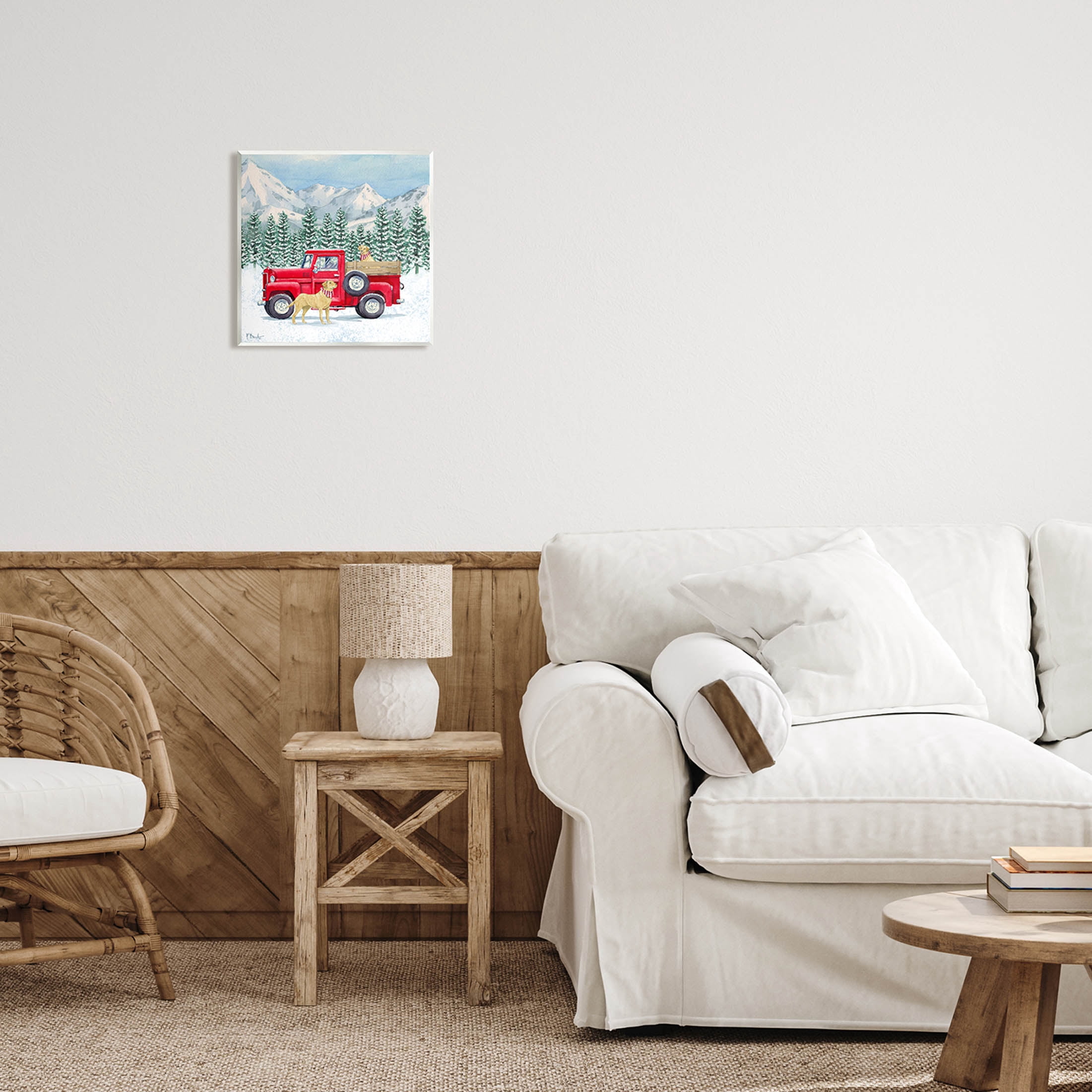 Stupell Industries Winter Pups Holiday Red Truck Painting Unframed Art Print Wall Art, Design by Paul Brent