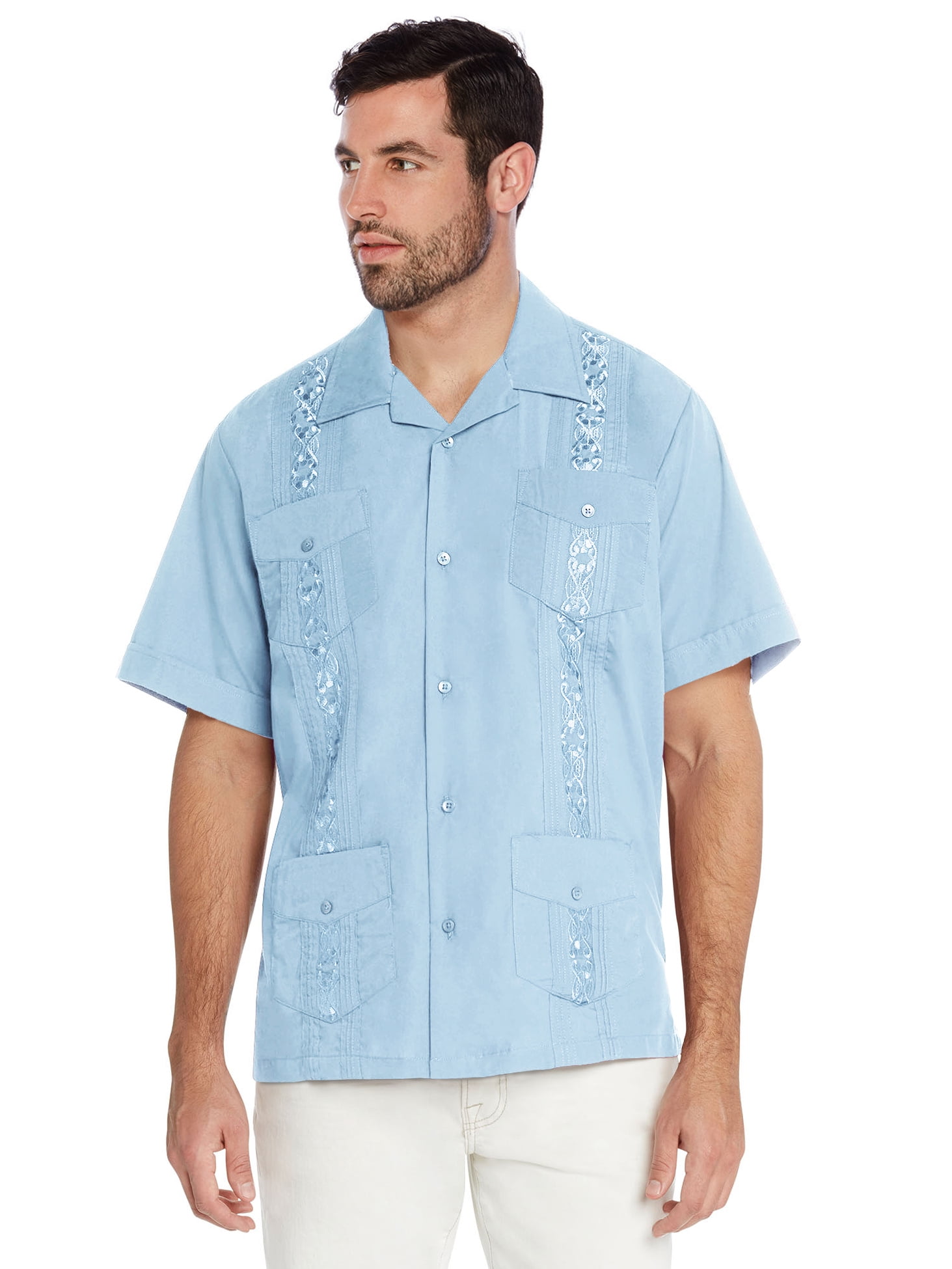 light blue men's short sleeve dress shirt