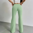 thumbnail image 6 of Women's High Waisted Flare Leggings with Pockets - Tummy Control Drawstring Wide Leg Yoga Pants Soft Lounge Workout Gym Y2K Bell Bottoms Mint Green S, 6 of 8