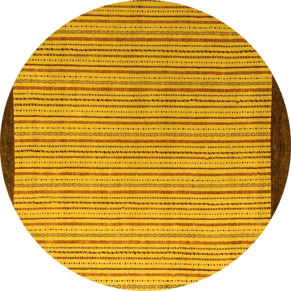 Ahgly Company Indoor Round Abstract Yellow Modern Area Rugs, 3' Round