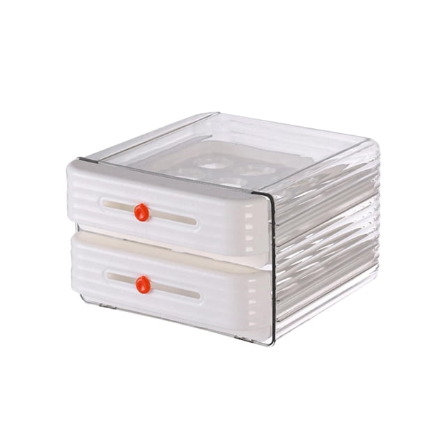 Cajón para huevos, soporte para huevos de 2 capas para refrigerador, contenedor de almacenamiento para ahorro de espacio, cajón, caja para