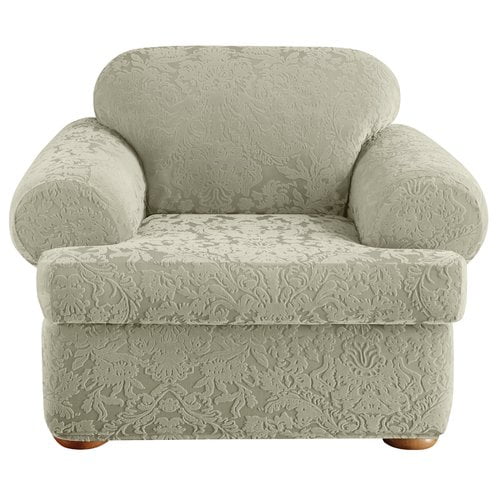 Sure Fit Stretch Jacquard Damask T, T Cushion Chair Slipcover Pattern