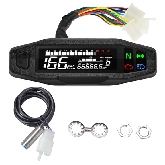 Universally Motorcycle Digital Speedometer LCD Display Carburetor Odometer Sensors for Most Motorbike Model