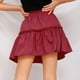 thumbnail image 3 of Gibobby faldas para niña corta de moda para mujer Falda sólida elástica de cintura alta(Vino, M), 3 of 5