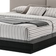 thumbnail image 3 of Nia King Platform Bed, Gray Faux Leather Upholstery, Black Nightstands, 3 of 6