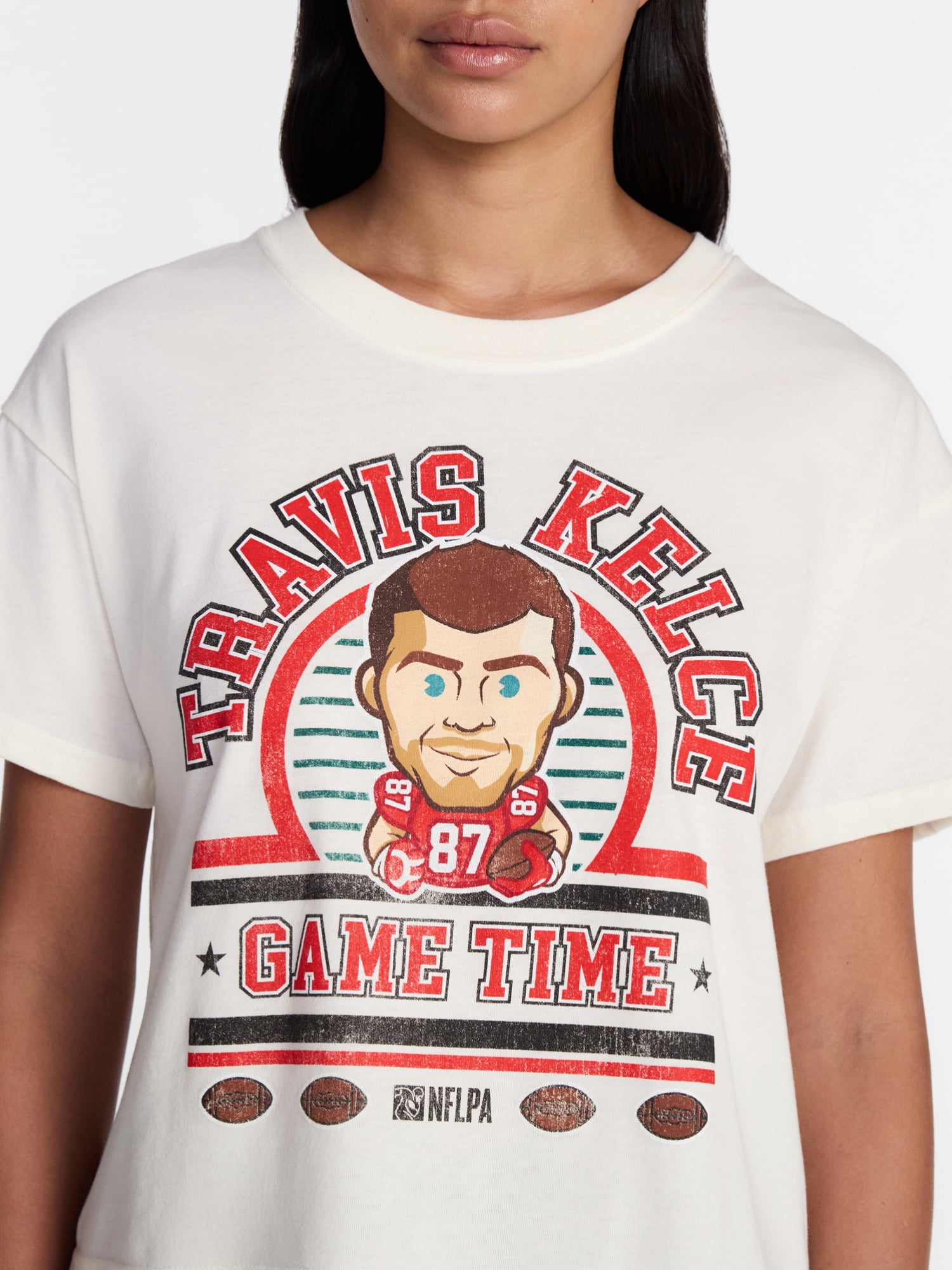 Travis Kelce Women's Boxy Cropped Graphic Tee with Short Sleeves, Sizes XXS-XXL