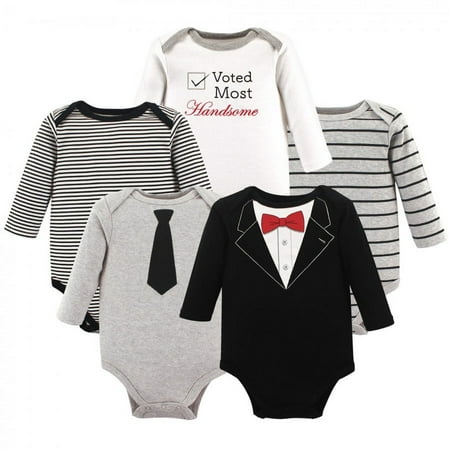 UPC: 0660168710366 | Little Treasure Baby Boy Cotton Long-Sleeve Bodysuits 5pk  Tuxedo  3-6 Months