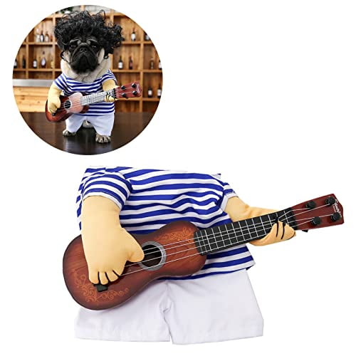 Pet Guitar Costume, Funny Dog Clothes Dog Cosplay Outfits, Funny Crazy Guitarist Style Pet Clothes Dressing Up Pet Clothes Suit for Puppy Small Medium Dogs Christmas Party Halloween Costumes(XL)