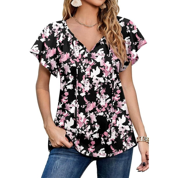 Shirt Long Sleeve Blouse Women Casual Ruffles V-Neck Flower Print Chiffon  Blouse Shirt Women Tops (Color : A, Size : S Code) : : Clothing,  Shoes & Accessories