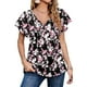 thumbnail image 1 of Blusa Boho De Manga Corta,Top De Gasa Informal Para Mujer Blusa De Manga Corta Para Mujer Top De Gasa Con Cuello En V Ultra Responsivo, 1 of 6