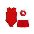 thumbnail image 4 of TiaoBug Justaucorps de Danse pour Filles avec Shorts et Couvre-Chef Gymnastique Ballet Danse Rouge 6, 4 of 5