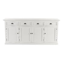 Pemberly Row Mahogany Wood Buffet with 4 Doors 4 Drawers in White