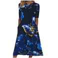 thumbnail image 2 of SMihono Robe d'Été pour Femmes 2024 Grande Taille Décontractée Manches Courtes Col en V Robe Imprimée Robe Ample Liquidation à Moins de 10!, 2 of 5