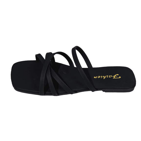 CHUMUD Slippers for Women Outdoor Multi-Strap Square Toe Flat Sandals, Casual Open Toe Slip-On Slippers, Summer Beach Sandals Vacation