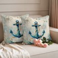 thumbnail image 6 of Outdoor Pillow Covers 26x26 Set of 2, Teal Anchors Coastal Waterproof Patio Throw Pillow Covers for Couch Sofa Chair, Vintage Summer Beach Nautical Decorative Pillowcases for Throw Pillows, 6 of 9