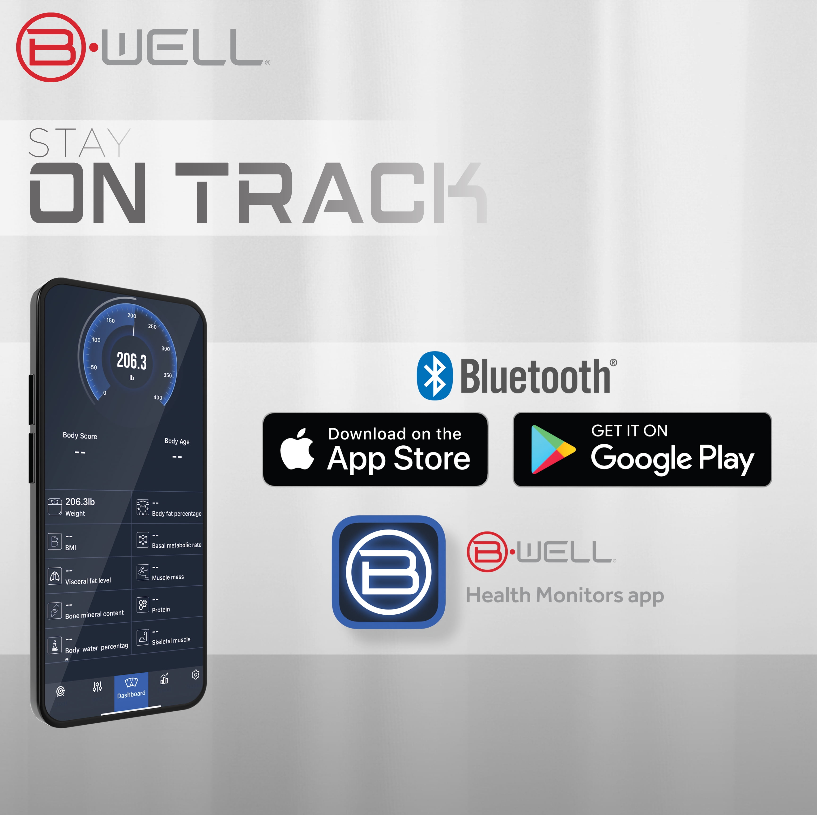 BerZalah Bluetooth Smart Scale with App – Track Weight, BMI, Body