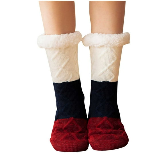 Rohuuque Winter Fuzzy Socks for Women Thickened Plush Maternity Socks Non-Slip Grips Thermal Indoor Outdoor Comfort Sleep Wear Black
