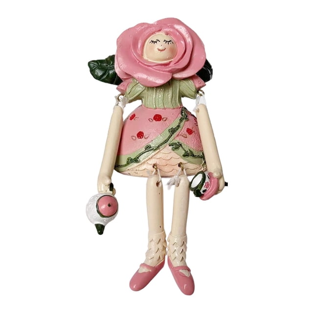 Figura de Hada Flor Estatua Decorativa Pieza de Arte Coleccionable Escultura Creativa con Diseño de Tetera Y Textura de Pétalos Adecuada para Regalo E