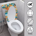 thumbnail image 3 of HELLHERO Elastic Bottom Toilet Seat Lid Cover Set & Stretchy Fabric Stretch Soft with 2 Piece Set Toilet Seat Protector, Ocean Blooms & Waves, 3 of 8