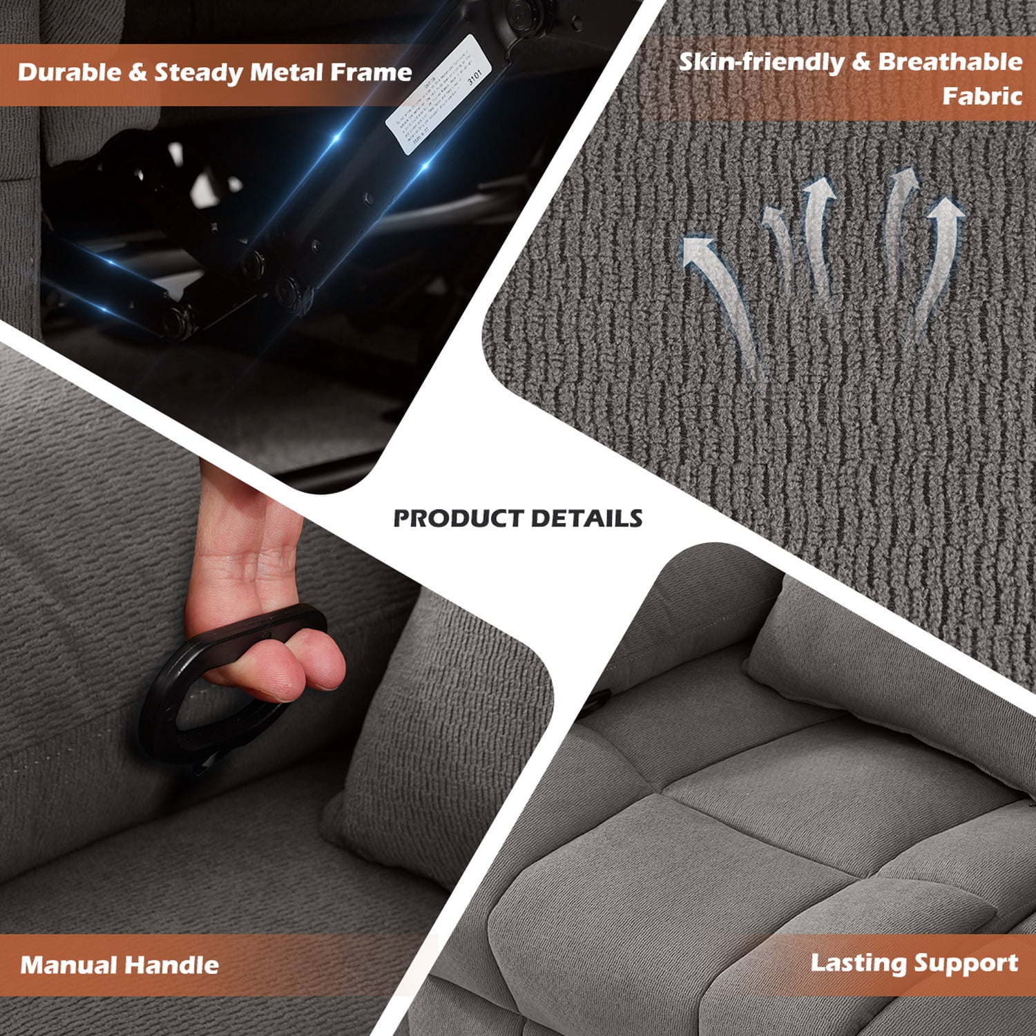 Alvantor Loveseat Recliner Sofa for Adults with Cup Holders, Modern Overstuffed Manual Sofa Chair for Home Theater Grey