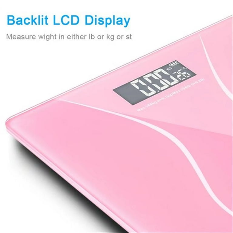 Digital Bathroom Scale,Highly Accurate Body Weight Scale,Square Corner  Design,396lb Pattern Personal Bariatric Scale (Pink) 