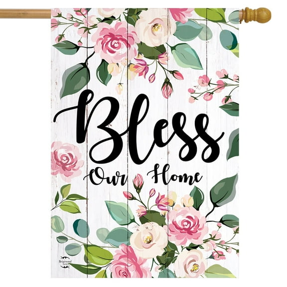 Briarwood Lane Floral Bless Our Home Double-Sided House Flag