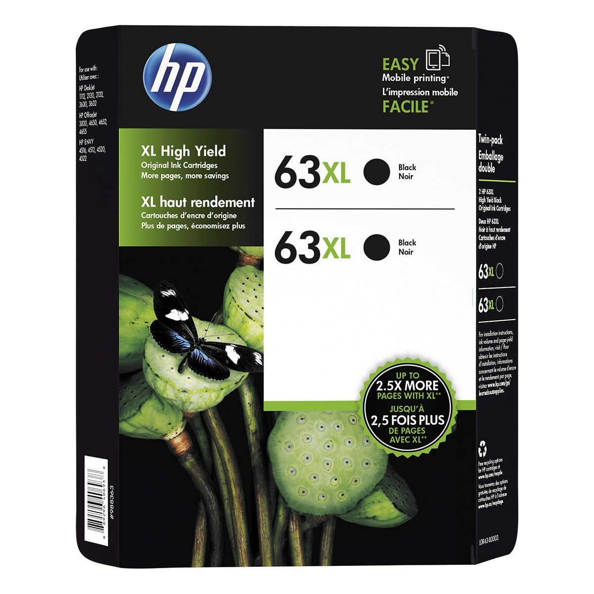 HP 63 Ink Cartridge, Black (F6U62AN 