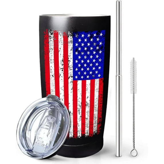 Fishing Gifts for Men, Fishing American Flag Stainless Steel Cups Mug 20 oz Vacuum Insulated Stainless Steel Tumblers, Fishing stuff supplies accessories