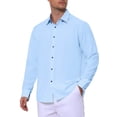 thumbnail image 5 of Men's Dress Shirt Casual Business Long Sleeve Button Down Shirts M Light Blue, 5 of 6