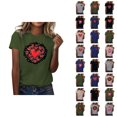 thumbnail image 1 of T-shirt Femme Saint-Valentin 2026 Manches Courtes Col Rond Graphique Cœur d'Amour, 1 of 4