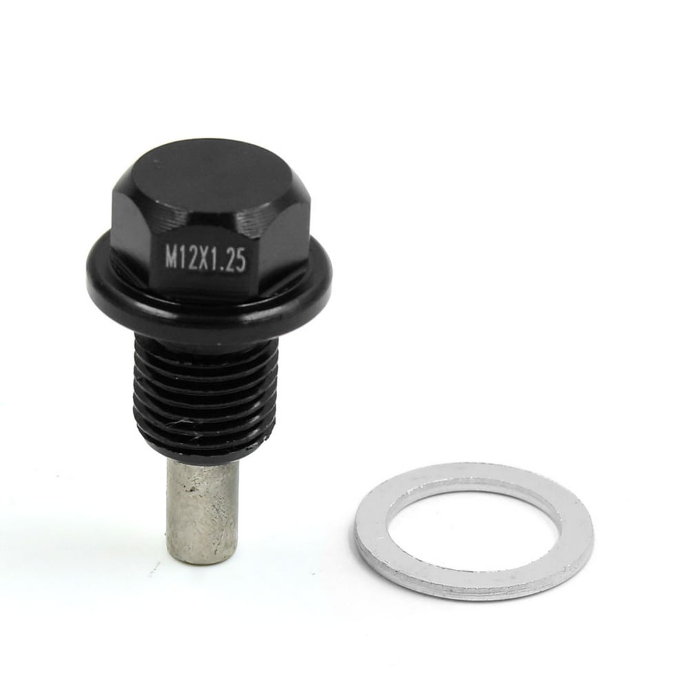 M12 x 1.25 Black Aluminum Alloy Engine Oil Pan Drain Bolt