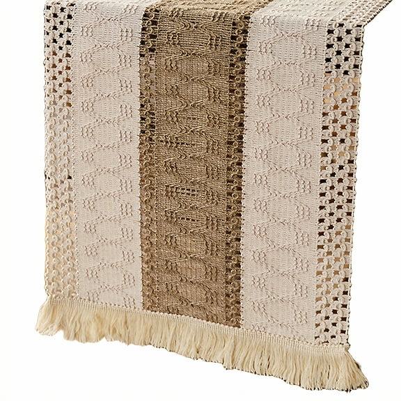 AUQ Table Runner,Neat Edge Design Kitchen Table Decor,Rustic Cotton Blend Farmhouse Table Runner,Style1,30*160cm