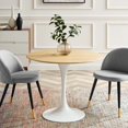 thumbnail image 2 of 36 inch Dining Table, Round, Natural Brown White, Wood, Metal Steel, Modern Contemporary Mid-Century, Kitchen Room Cafe Bistro Restaurant Hospitality, 2 of 6