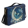 thumbnail image 2 of FOR U DESIGNS Moon Butterfly Floral Bible Cover Leather Size XL Wear Resistant Bible Case Purse Waterproof Sturdy Bible Protector with Adjustable Strap and Sturdy Handle Zippered Scripture Bag, 2 of 7
