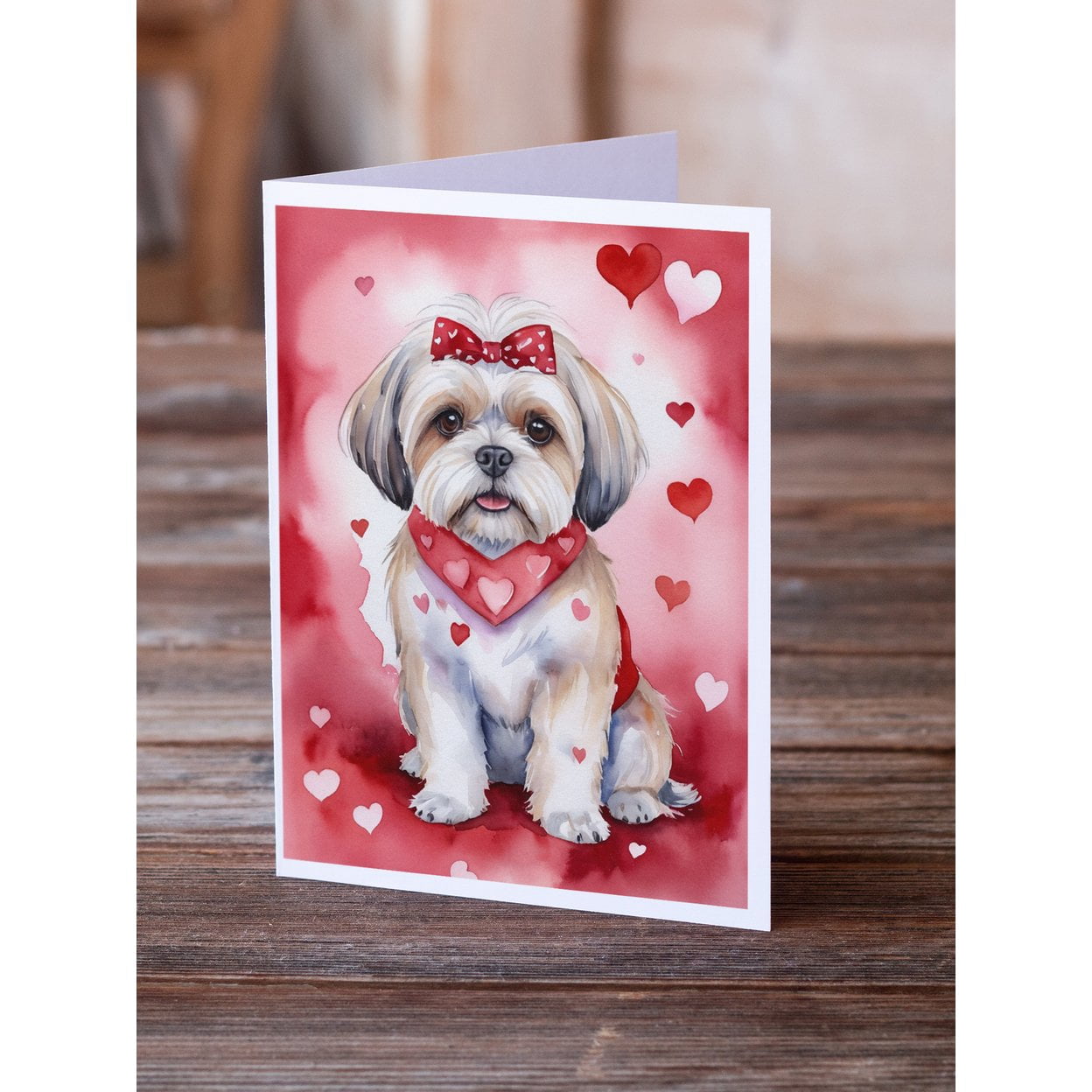 Lhasa Apso My Valentine Greeting Cards Pack of 8 7 in x 5 in