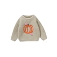 thumbnail image 1 of Gupgi Baby Girl Pumpkin Sweaters Toddler Long Sleeve Flower Embroidery Knit Pullover Toddler Fall Tops, 1 of 7