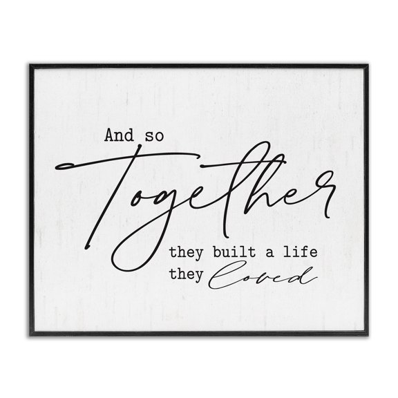 Stupell Industries Rustic Lodge Romantic Together Quote Casual Birch Pattern Calligraphy Black Framed Giclee Art, 14 x 11, by Lettered and Lined