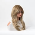 thumbnail image 3 of Peluca para cosplay, larga, rubia, sintética, 70 cm, con flequillo lateral, 3 of 3