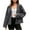 Dark Gray, variant on Women's Cropped Pea Coat Single Breasted Notch Lapel Lightweight Oversized Fall Winter Office-Ready Minimalist Outerwear Essential Jacket
