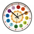 thumbnail image 2 of Reloj de pared para niños, reloj de enseñanza para decir la hora, adorno único, reloj artístico de pared que no hace , reloj colgante, reloj par 10 pulgadas, 2 of 8